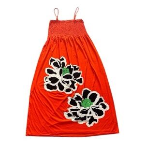 Vibrant Orange Floral Maxi Dress